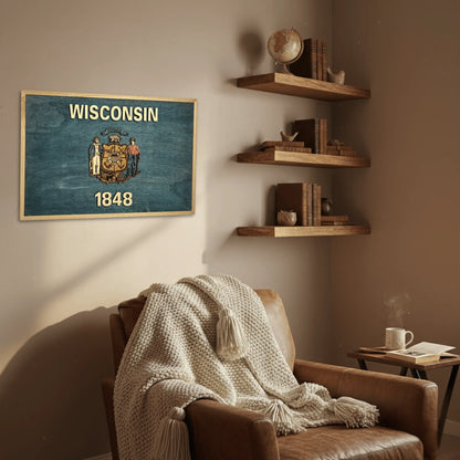 3D Wooden Wisconsin State Flag Wall Art