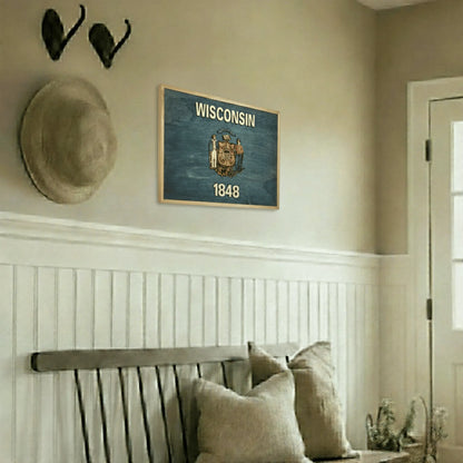 3D Wooden Wisconsin State Flag Wall Art