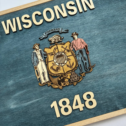 3D Wooden Wisconsin State Flag Wall Art