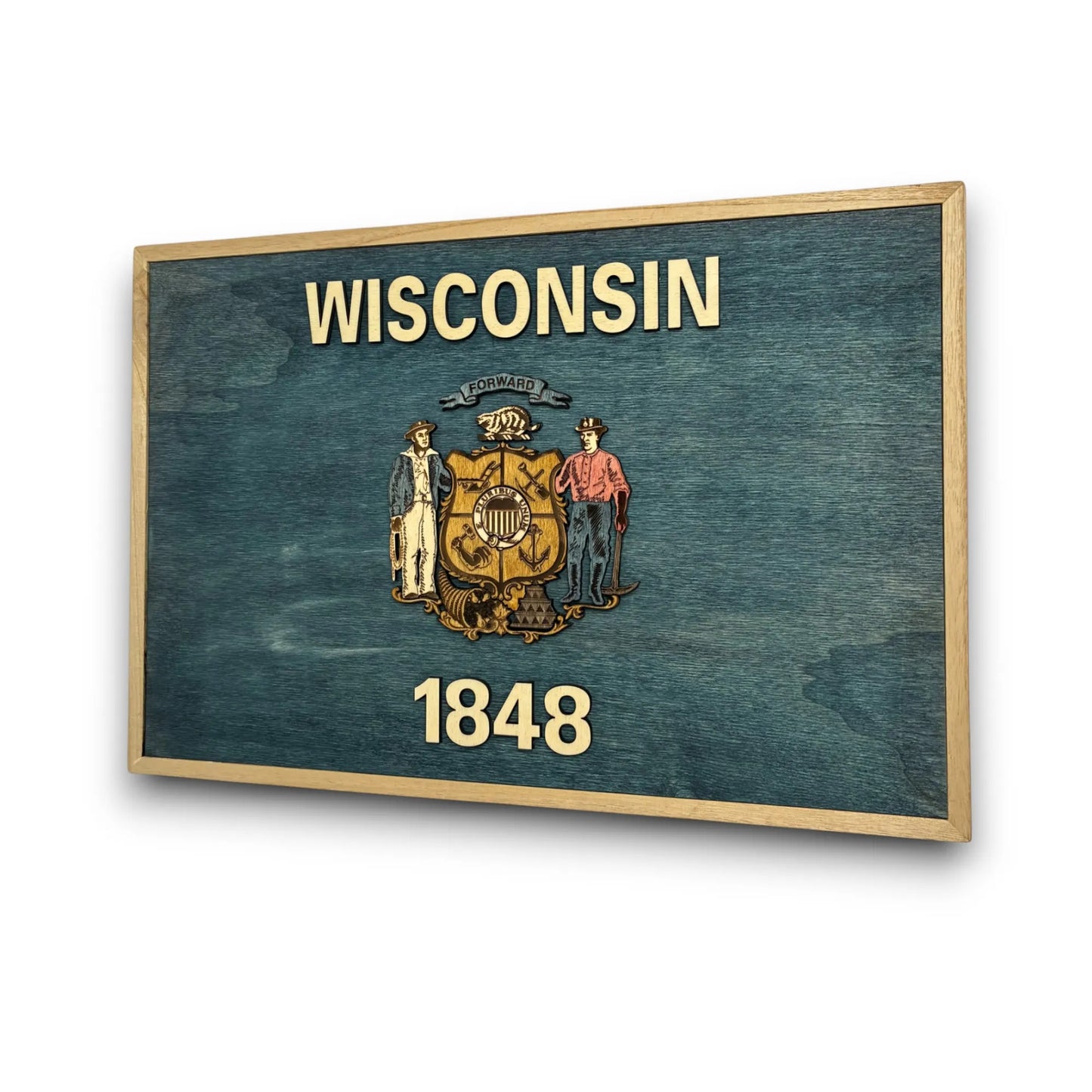 3D Wooden Wisconsin State Flag Wall Art
