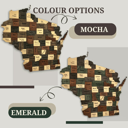 3D Wooden Wisconsin State Map Wall Art