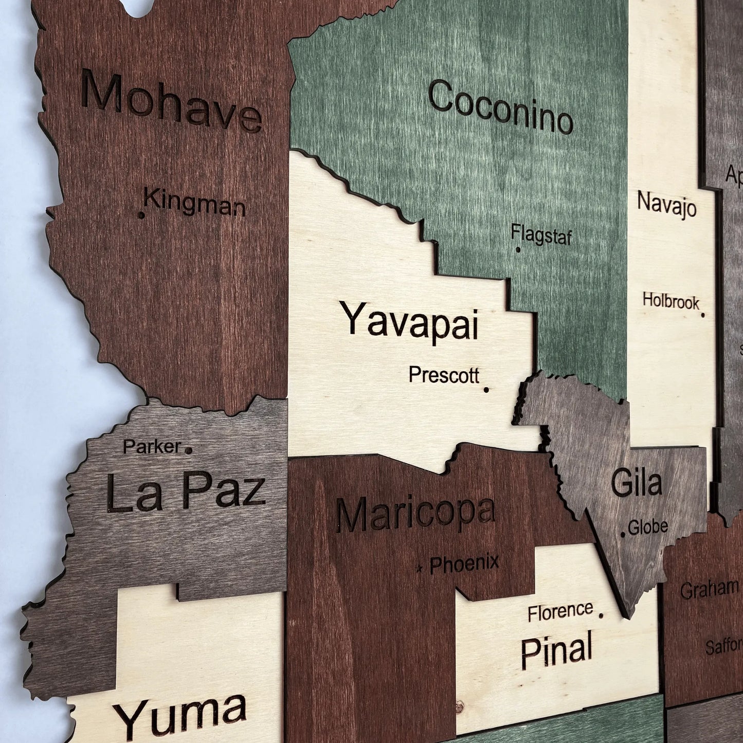 3D Wooden Arizona State Map Wall Art