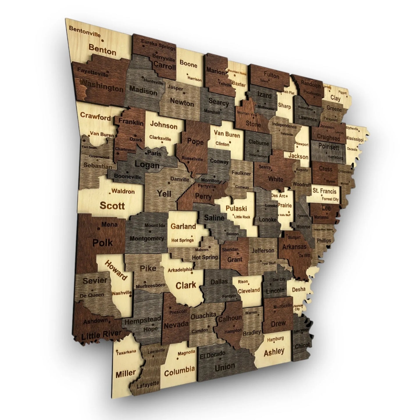 3D Wooden Arkansas State Map Wall Art