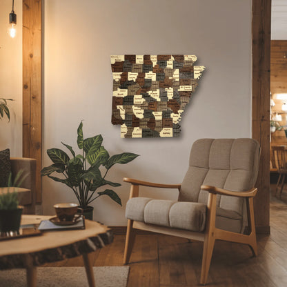 3D Wooden Arkansas State Map Wall Art