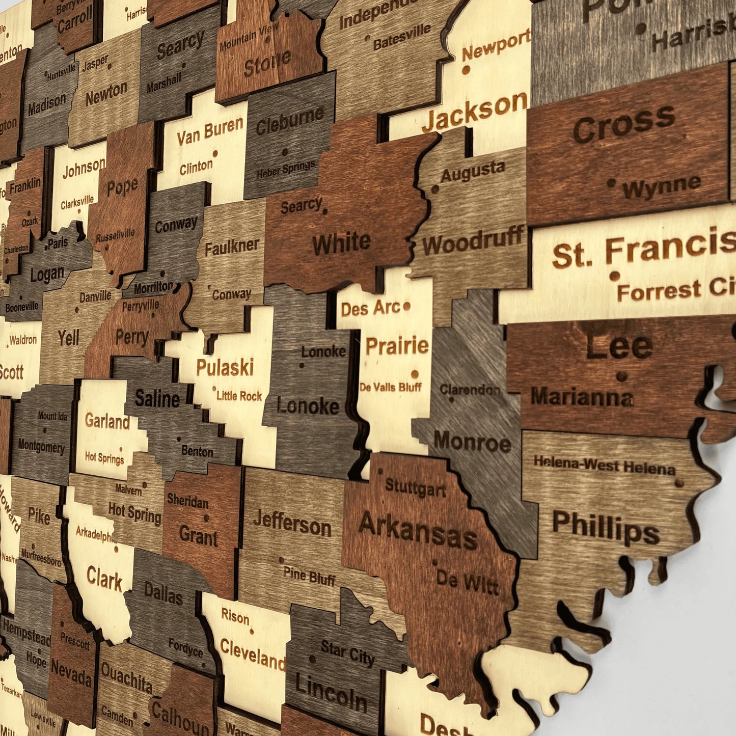 3D Wooden Arkansas State Map Wall Art