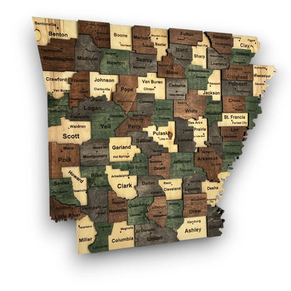 3D Wooden Arkansas State Map Wall Art