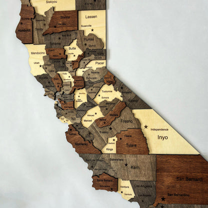 3D Wooden California State Map Wall Art