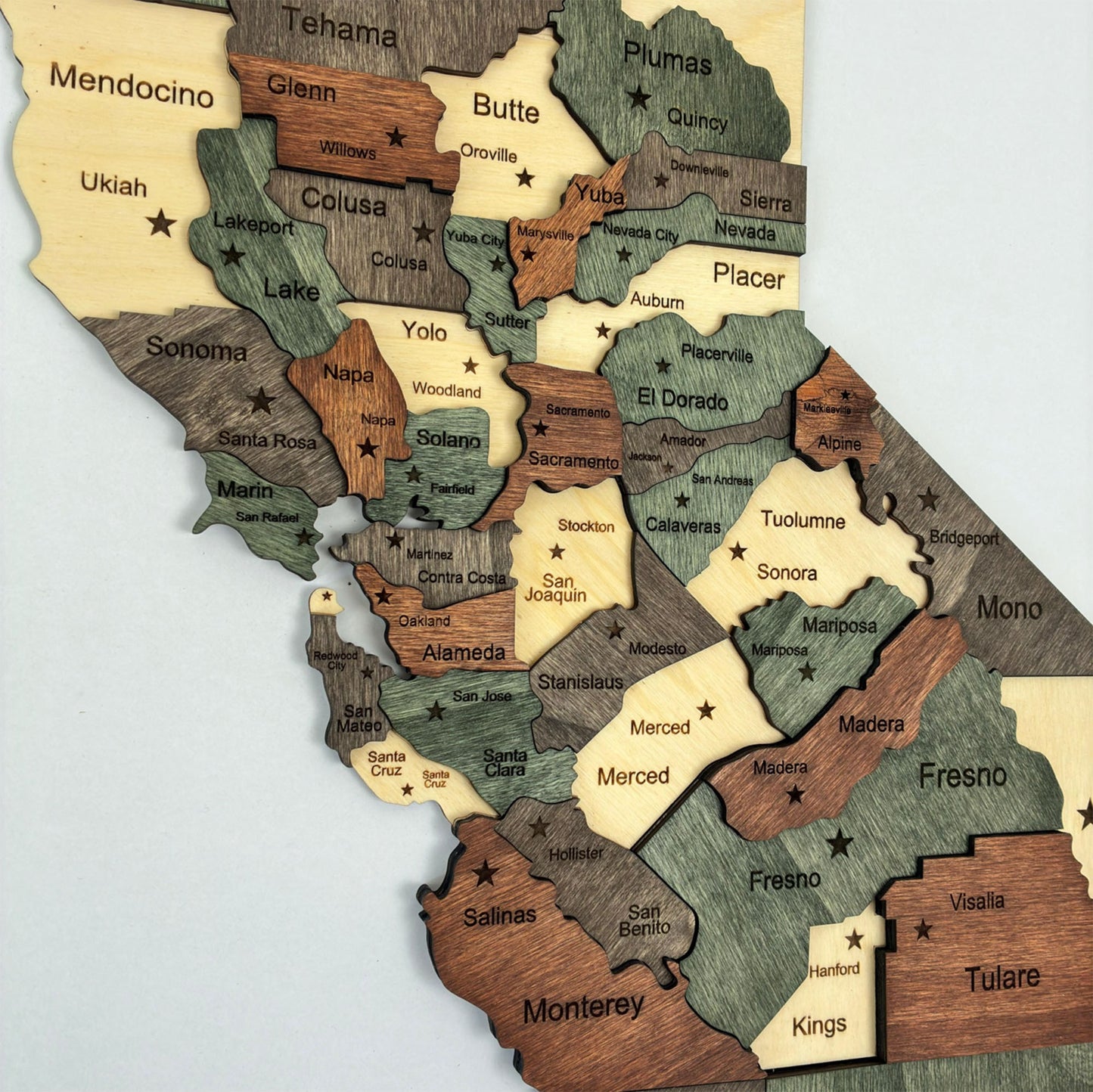 3D Wooden California State Map Wall Art
