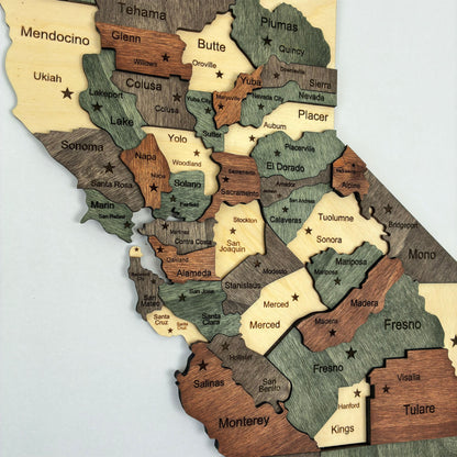 3D Wooden California State Map Wall Art