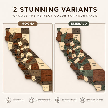 3D Wooden California State Map Wall Art