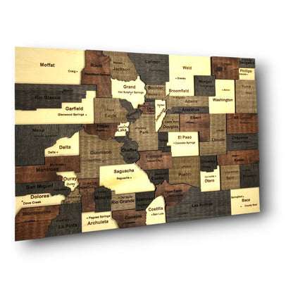 3D Wooden Colorado State Map Wall Art