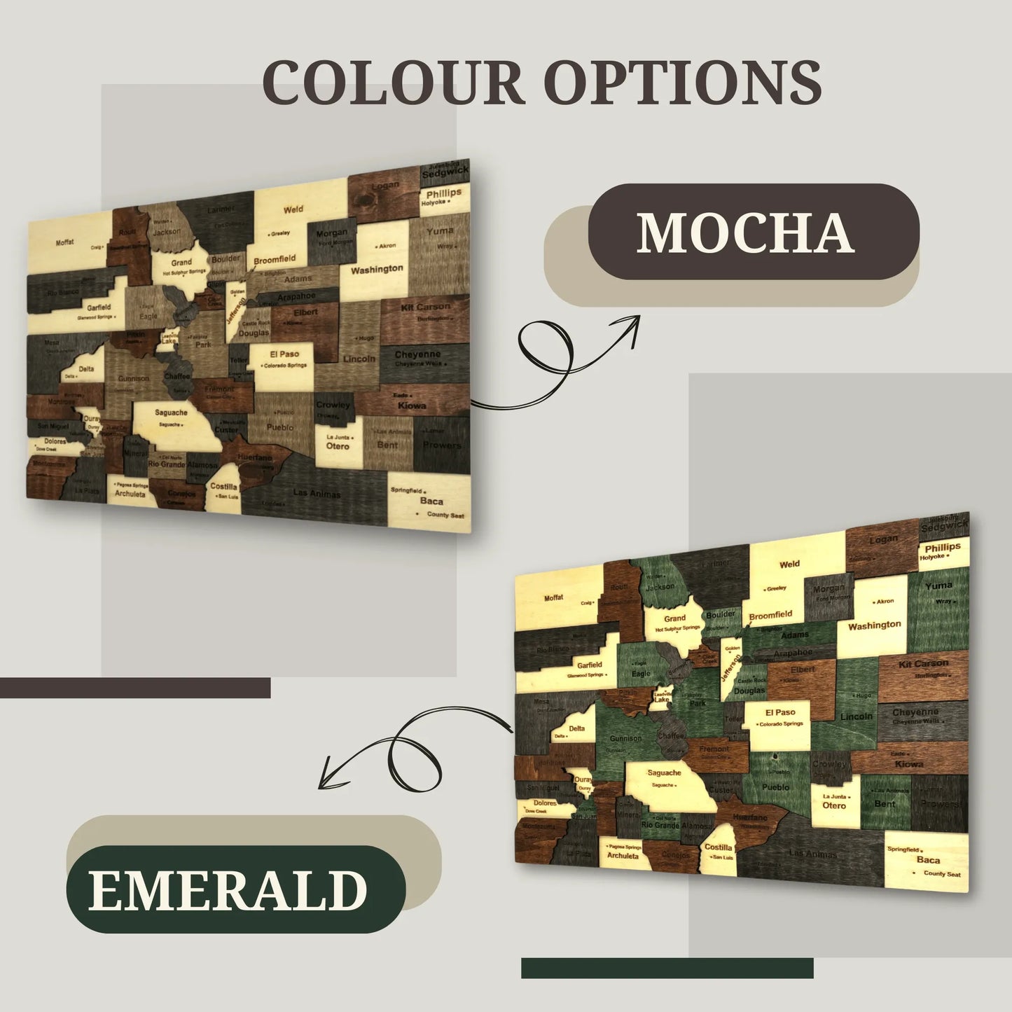 3D Wooden Colorado State Map Wall Art
