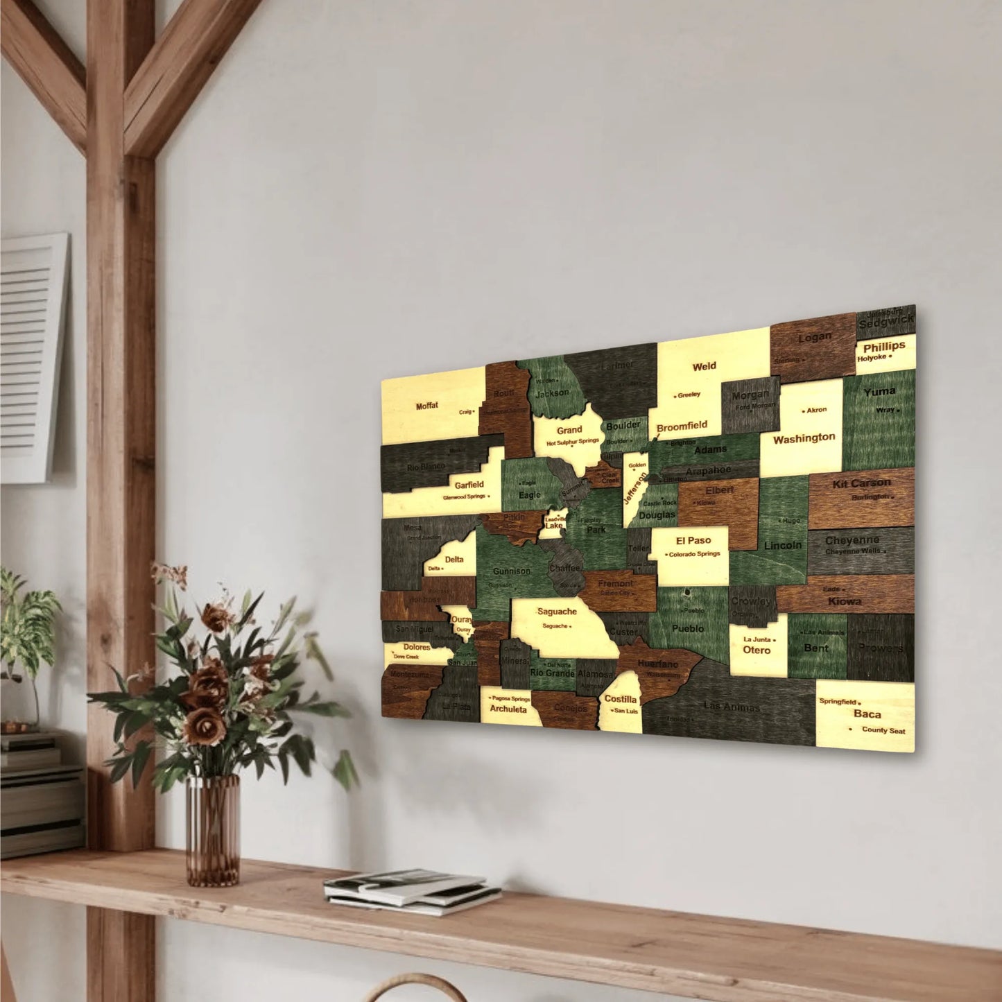 3D Wooden Colorado State Map Wall Art