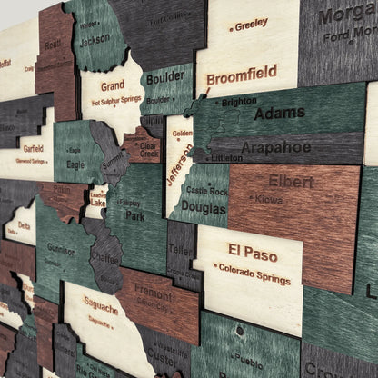 3D Wooden Colorado State Map Wall Art