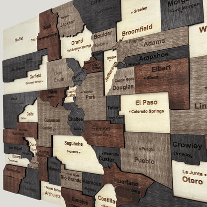 3D Wooden Colorado State Map Wall Art