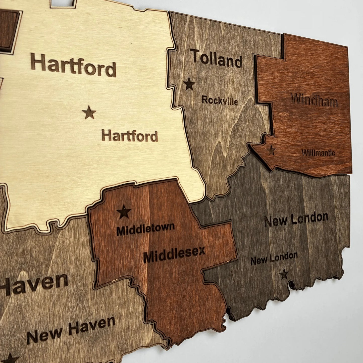 3D Wooden Connecticut State Map Wall Art