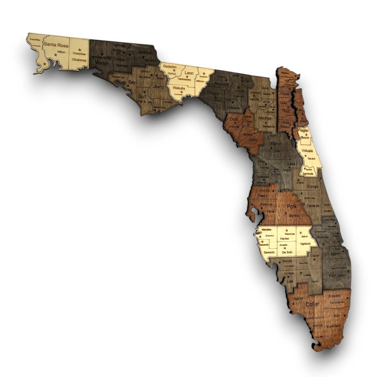 3D Wooden Florida State Map Wall Art