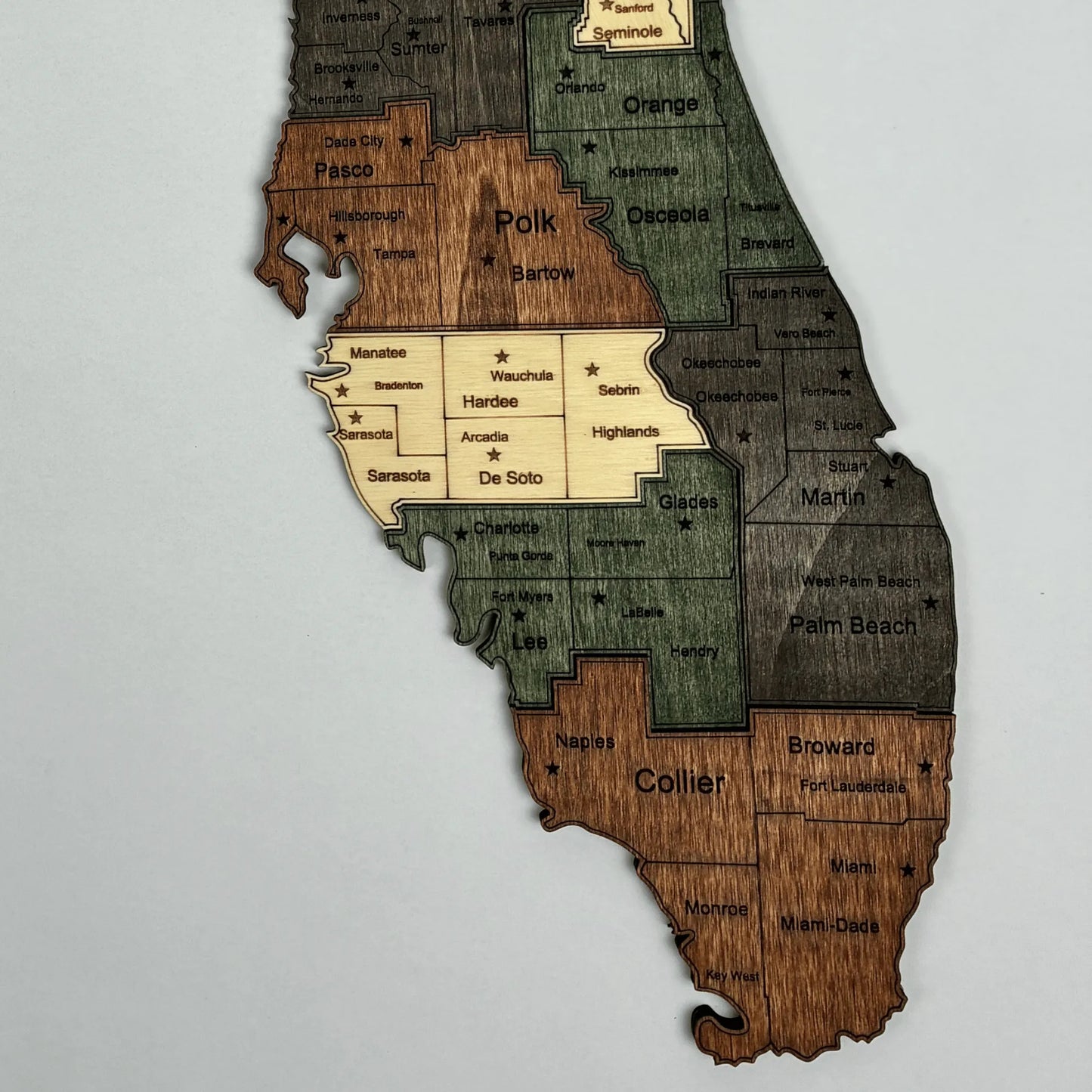 3D Wooden Florida State Map Wall Art
