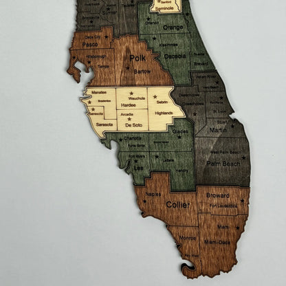 3D Wooden Florida State Map Wall Art