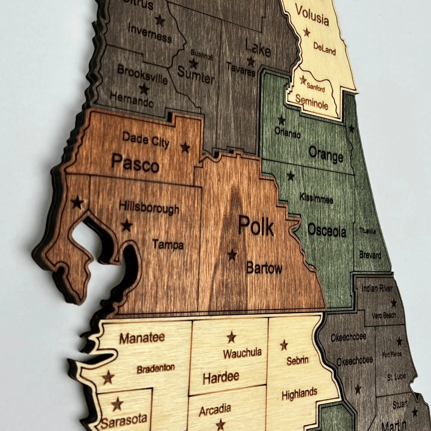 3D Wooden Florida State Map Wall Art