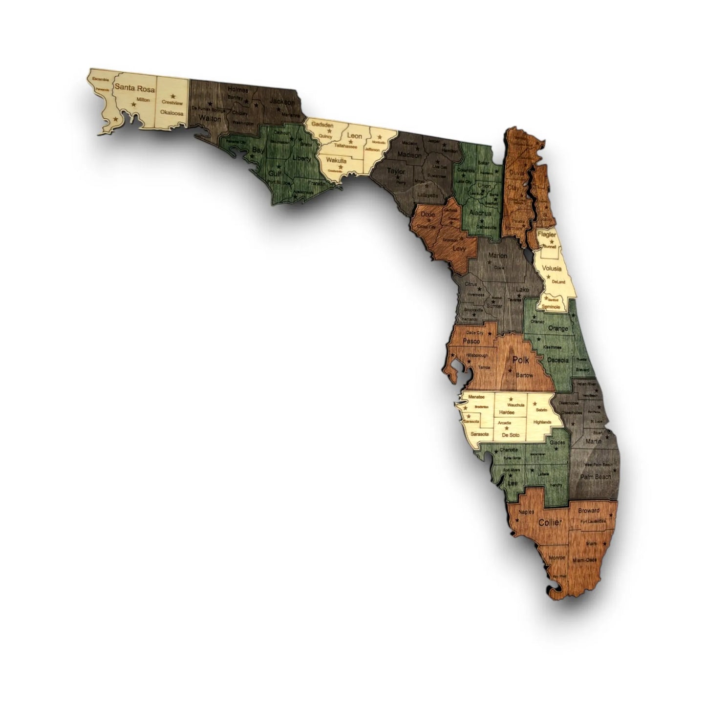 3D Wooden Florida State Map Wall Art