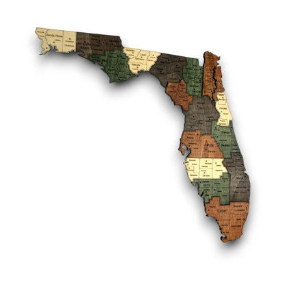 3D Wooden Florida State Map Wall Art