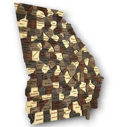 3D Wooden Georgia State Map Wall Art