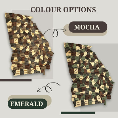 3D Wooden Georgia State Map Wall Art
