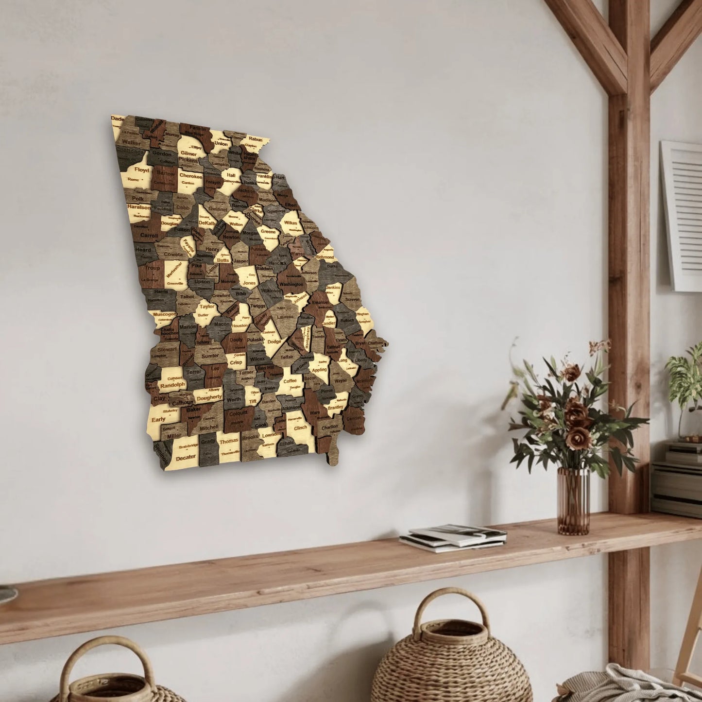 3D Wooden Georgia State Map Wall Art