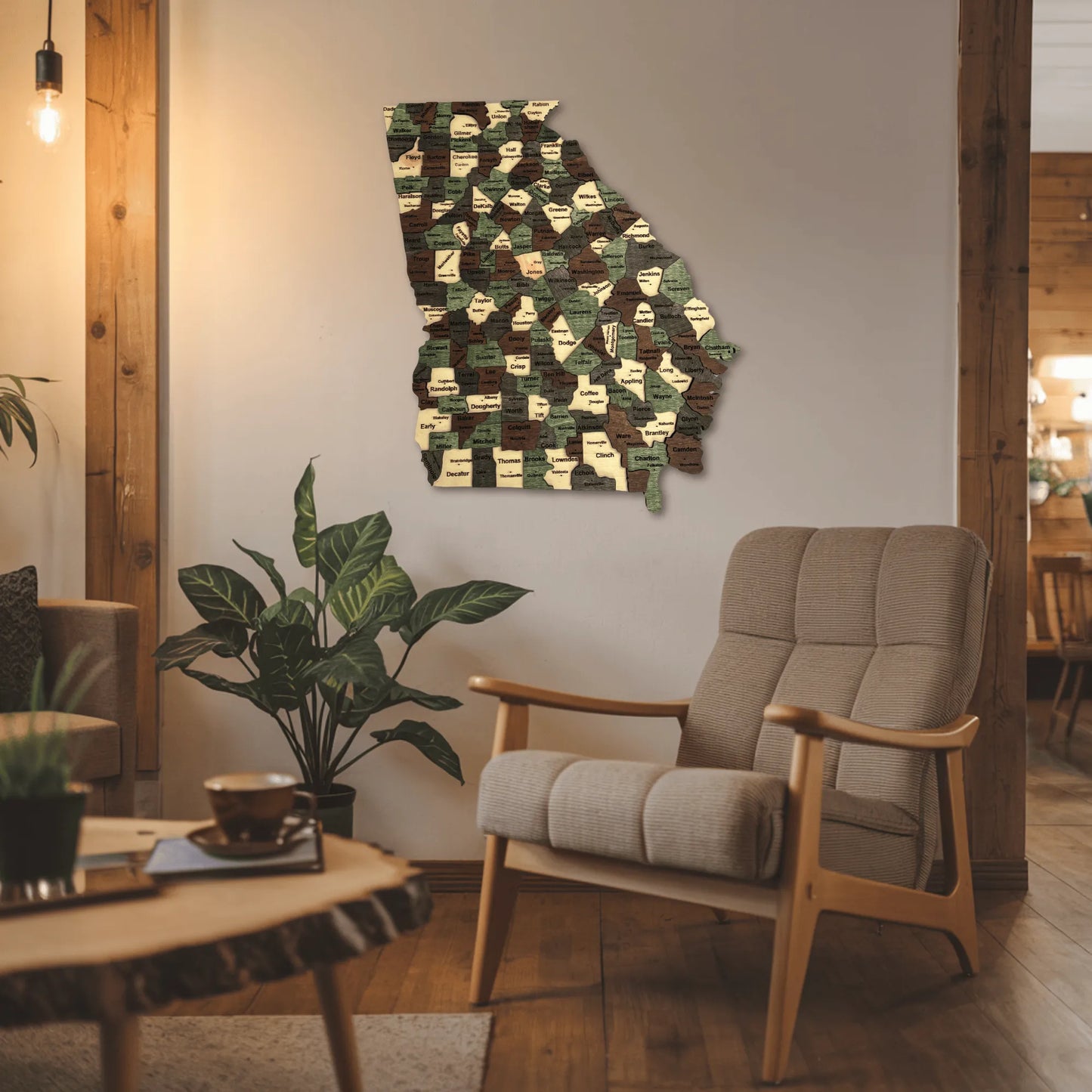 3D Wooden Georgia State Map Wall Art