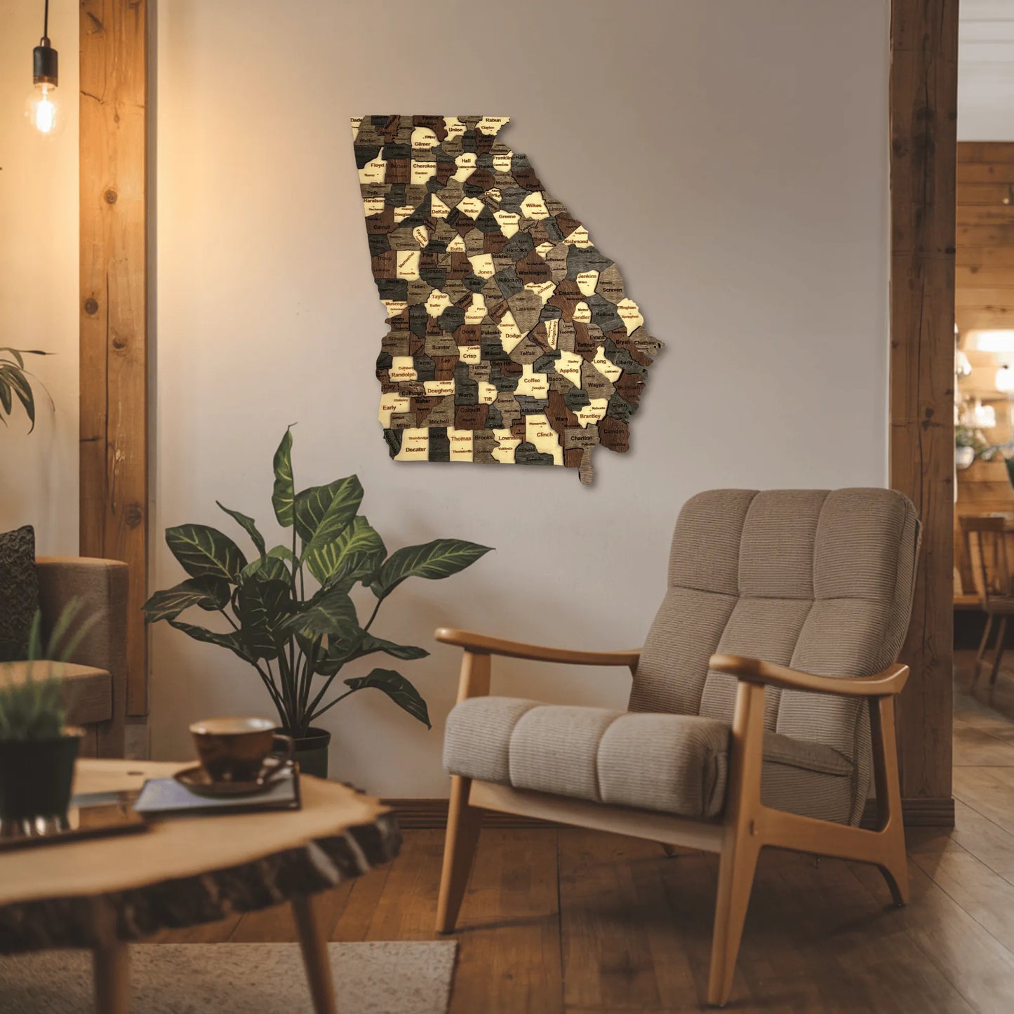 3D Wooden Georgia State Map Wall Art
