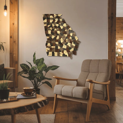 3D Wooden Georgia State Map Wall Art