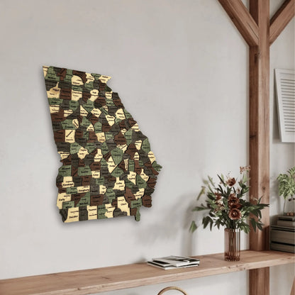3D Wooden Georgia State Map Wall Art