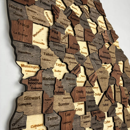 3D Wooden Georgia State Map Wall Art