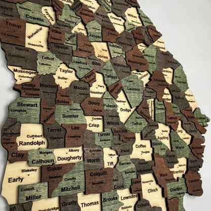 3D Wooden Georgia State Map Wall Art