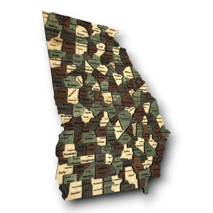 3D Wooden Georgia State Map Wall Art