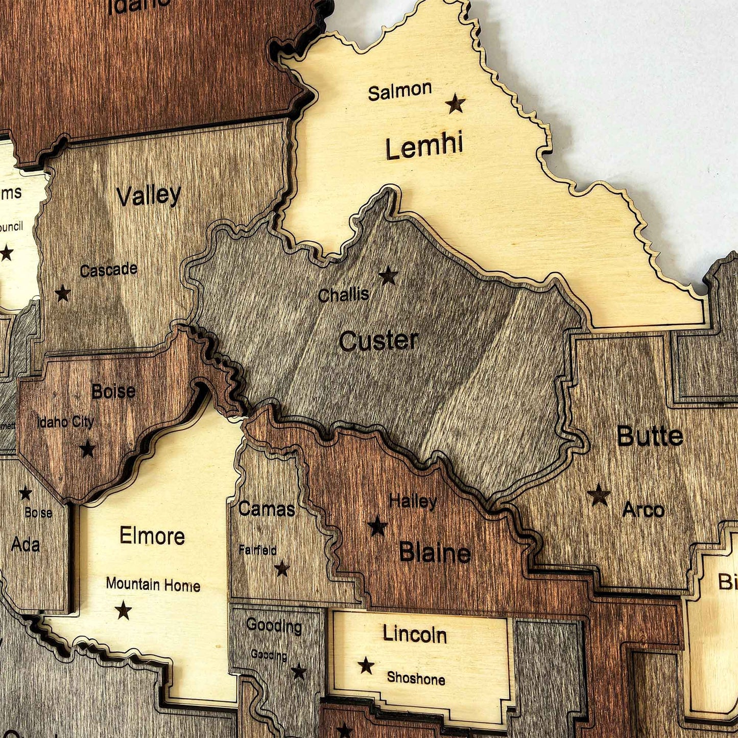 3D Wooden Idaho State Map Wall Art