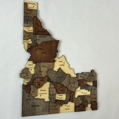 3D Wooden Idaho State Map Wall Art