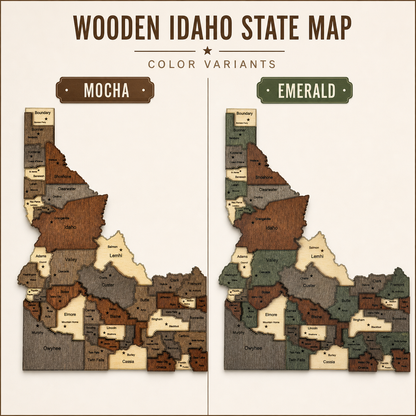 3D Wooden Idaho State Map Wall Art