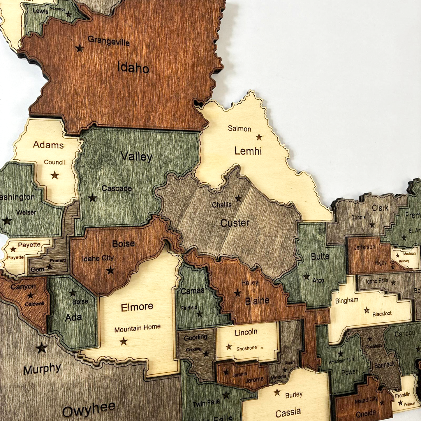 3D Wooden Idaho State Map Wall Art
