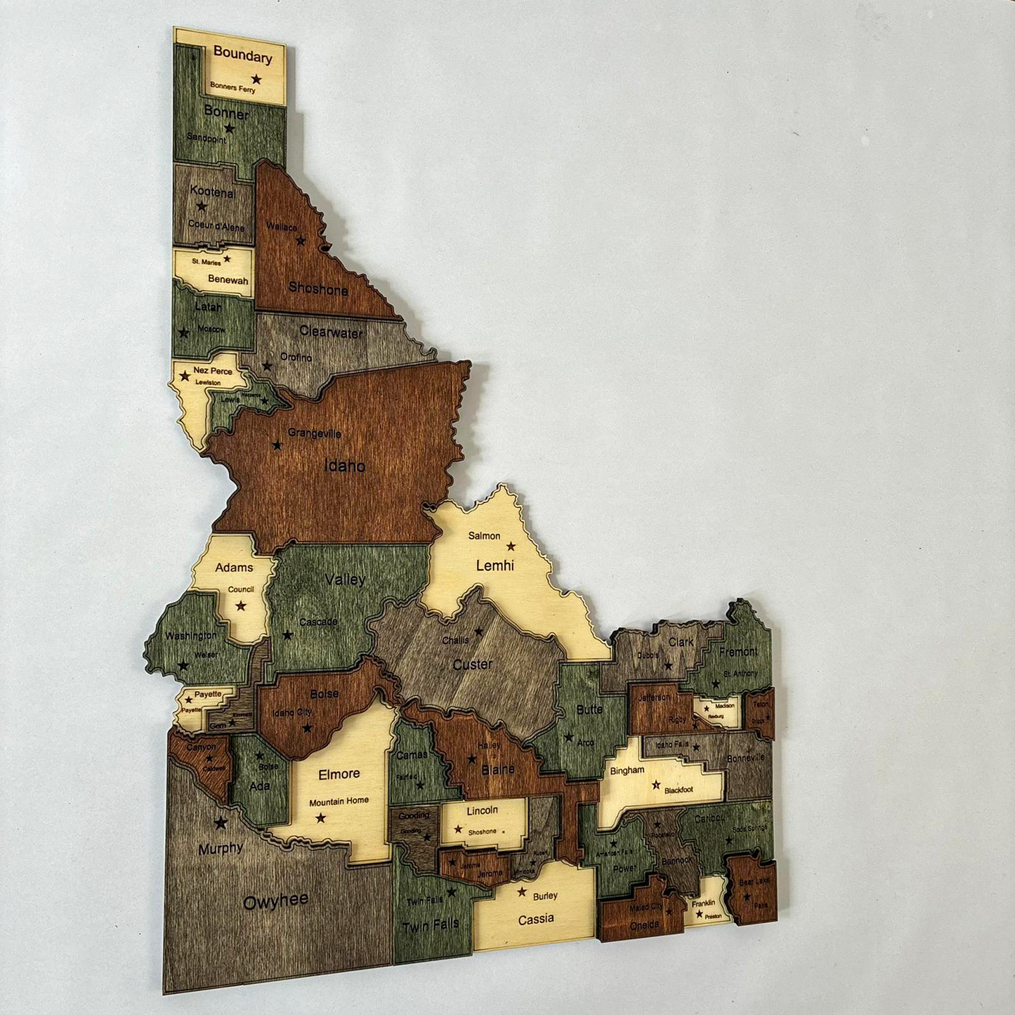 3D Wooden Idaho State Map Wall Art