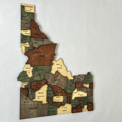 3D Wooden Idaho State Map Wall Art