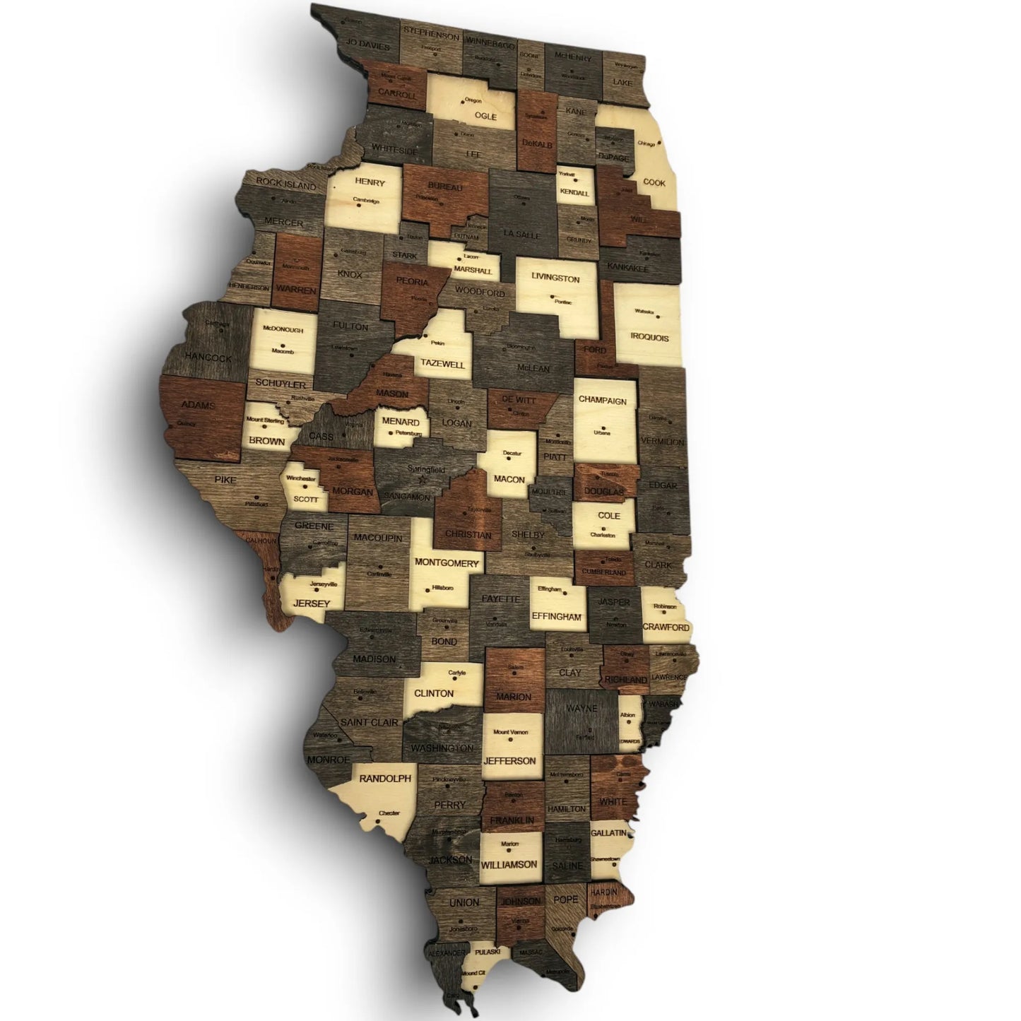 3D Wooden Illinois State Map Wall Art