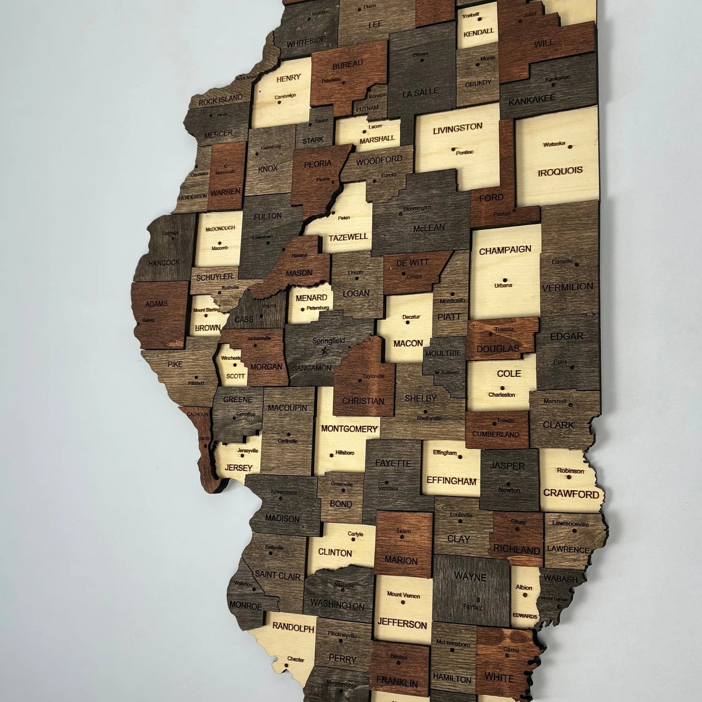 3D Wooden Illinois State Map Wall Art