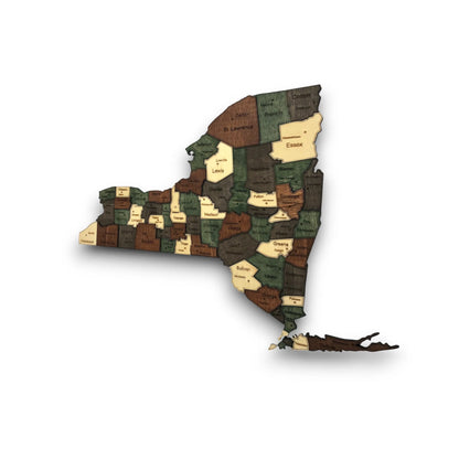 3D Wooden New York State Map Wall Art