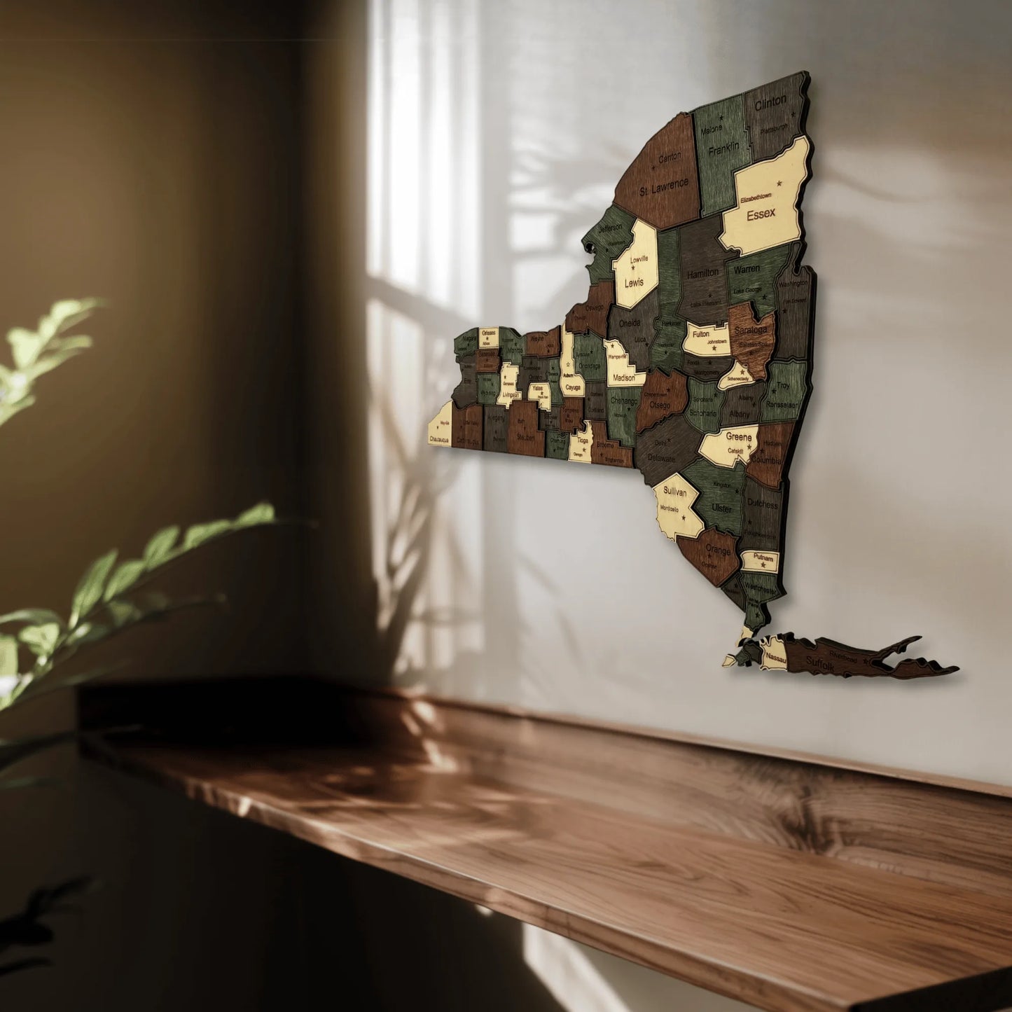 3D Wooden New York State Map Wall Art