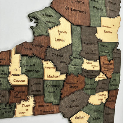 3D Wooden New York State Map Wall Art