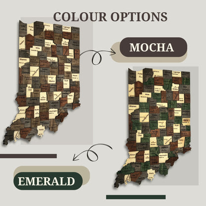 3D Wooden Indiana State Map Wall Art