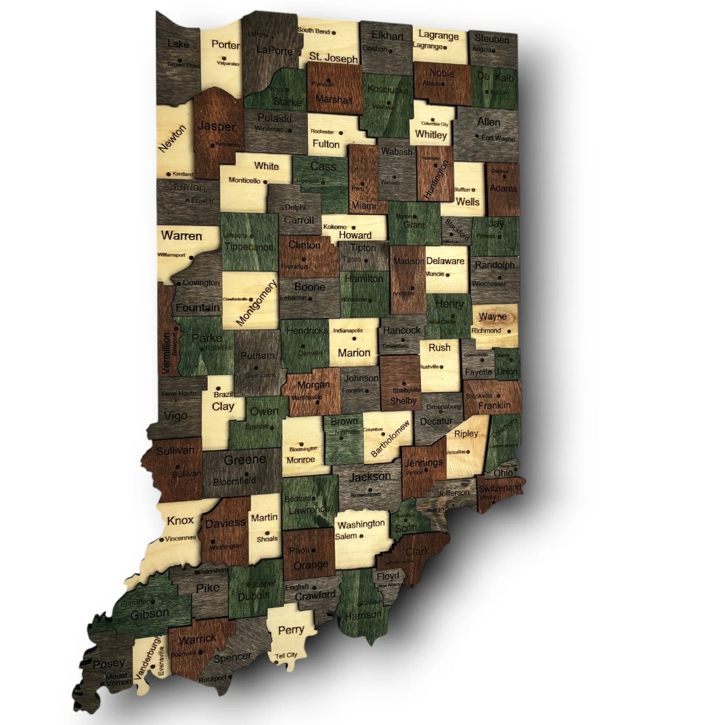 3D Wooden Indiana State Map Wall Art