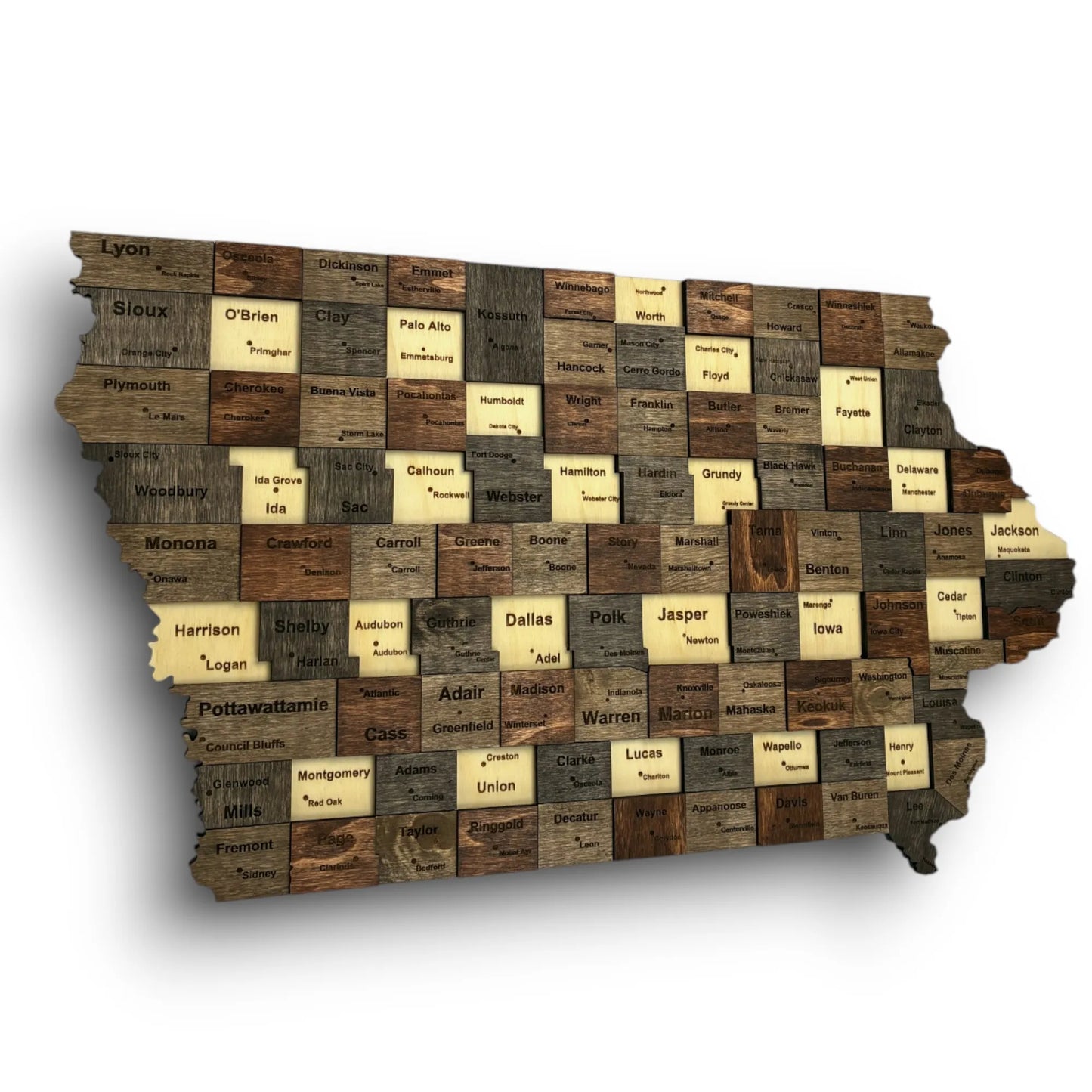 3D Wooden Iowa State Map Wall Art
